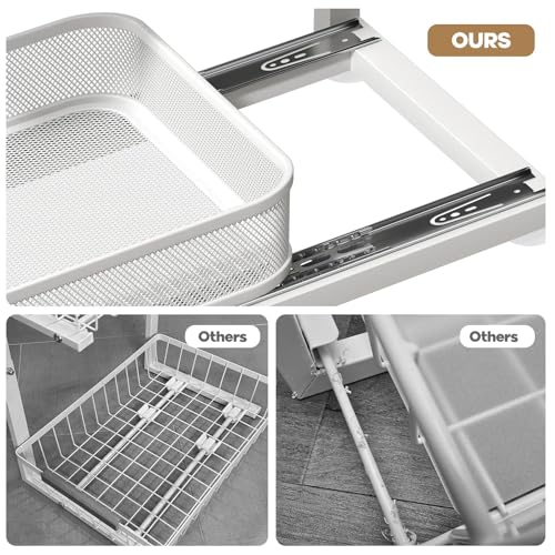 2 Pack 21.3 IN Depth Under Sink Organizer With Next (White / 2 Pack-21.3"Dx11.8"-16.5"H)