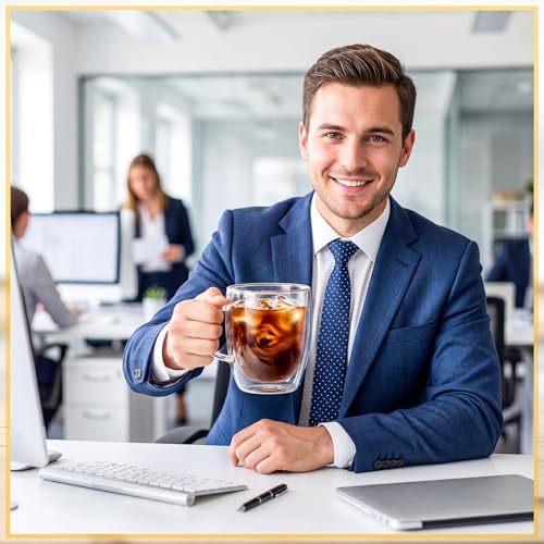 Glass Coffee Mugs Set of 4 (480ml / Clear)