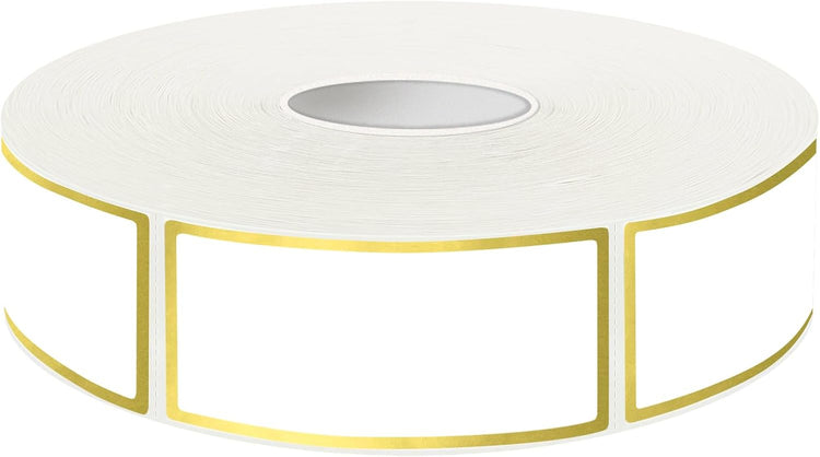 600 Golden Border Removable Freezer Labels Water Oil Resistant with Perforation Line for Food Containers Jars Pantry Organization (Ink Quick-Dry,1” x 2”)