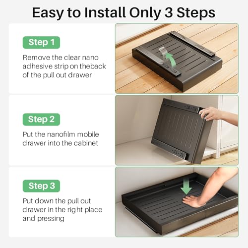 2 Pack Pull out Cabinet Organizer (Black / 17"D×18"-30"W(2 Pack))