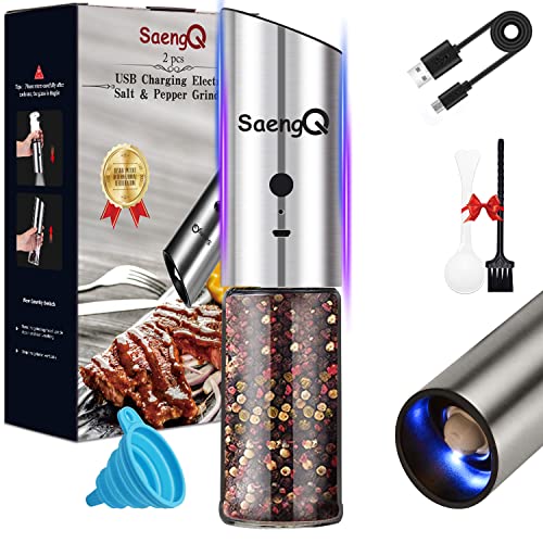 Gravity Electric Salt and Pepper Grinders refillable 1 Pack (1 Rechargeable Salt Pepper Grinder)
