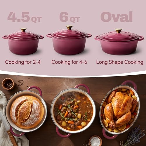 4.5 Quart Dutch Oven Pot with Lid (4.5 QT / Rose)