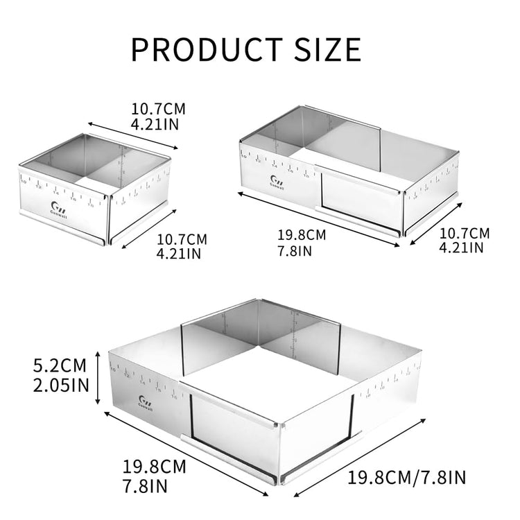 Stainless Steel Extensible Cake Ring Detachable Square Cake Mold Mousse Ring Nonstick Cheesecake Mould Pastry Shaping for Baking