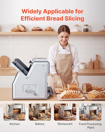 Electric Bread Slicer 370W 1680 Rpm Stainless Steel Counter 12mm 120V (Electric)