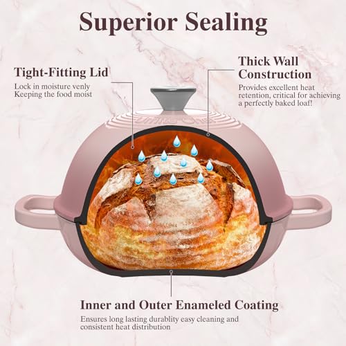 Cast Iron Dutch Oven Pot with Lid (Pink)