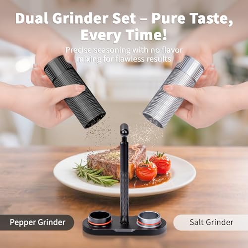 Professional Salt and Pepper Mill Set (Salt & Pepper Mill Set (Metal Stand))