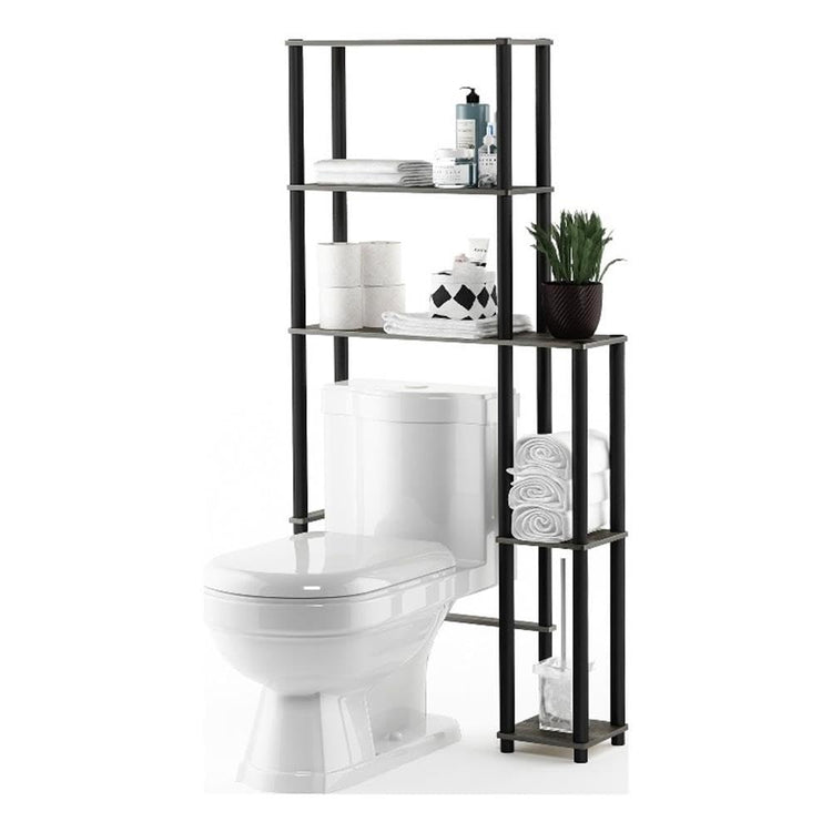 Turn-N-Tube Over The Toilet Storage, 5-Shelf Over The Toilet Organizer, Freestanding Space Saver Bathroom Shelf, for Bathroom Organizers and Storage, Grey Oak