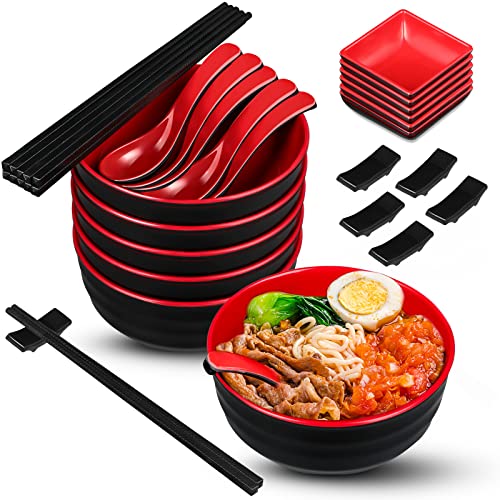 6 Sets 41oz Ramen Bowls with Spoons Chopsticks Dipping Bowls