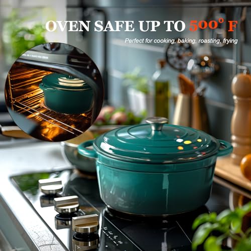 Enameled Cast Iron Dutch Oven (4.5 Quart / Bottle green)