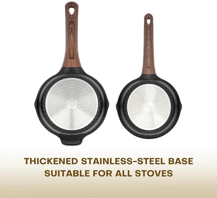 Vinchef New Nonstick Sauce Pot Set with Lids, 3QT Saucepan & 4QT Saucepot,Dishwasher Safe,Induction Compatible, Scratch/Stain Resistant, Stay-Cool Handles, PFAS-Free, Black - Nestoria