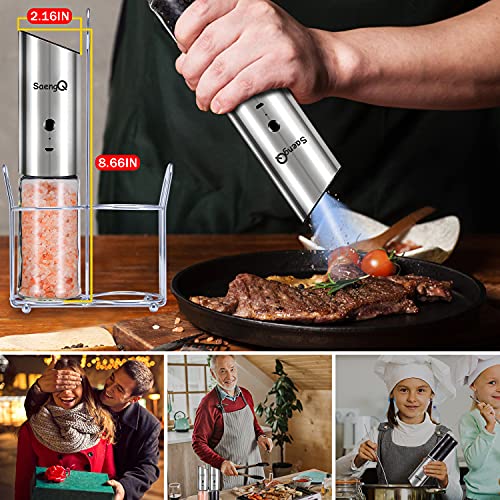 Gravity Electric Salt and Pepper Grinders refillable 1 Pack (1 Rechargeable Salt Pepper Grinder)