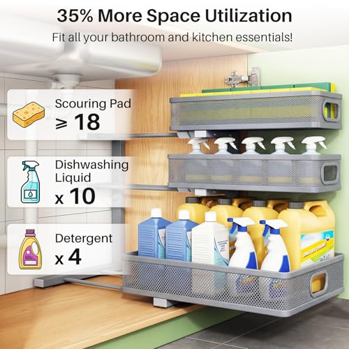 Under Sink Organizer (Gray / 1 Pack)