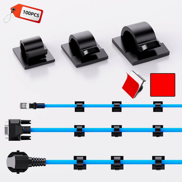 100 PCS Adhesive Cable Clips Cord Organizer (100 Count)