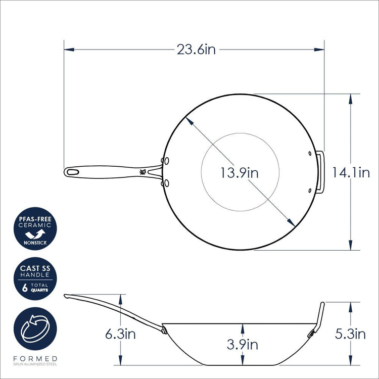 Basalt Aluminized Steel Spun Wok