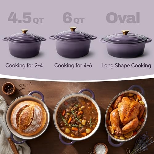 4.5 Quart Dutch Oven Pot with Lid (4.5 QT / Purple)