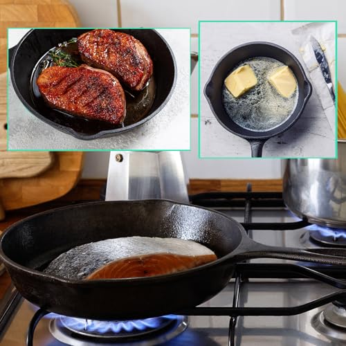 La Cuisine Pre Seasoned Cast Iron Skillet Set (Pre-Seasoned / 3-PCS Set)