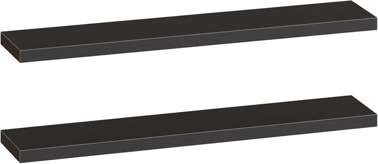 HOOBRO Floating Shelves for Wall, Wall Mounted Shelf Set of 2, 55" Hanging Shelf with Invisible Brackets, for Wall in Bathroom, Bedroom, Toilet, Kitchen, Living Room, Office, Black BK140BJP201