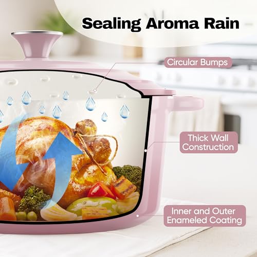 6 Quart Dutch Oven Pot with Lid (6 QT / Pink)