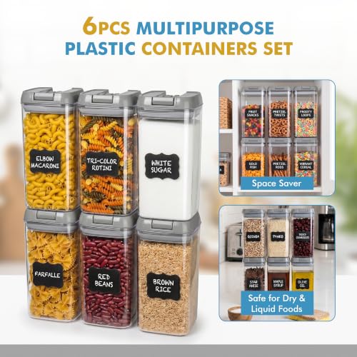 6 PC 1.2L Airtight Food Storage Containers with Lids BPA Free Plastic (Gray)