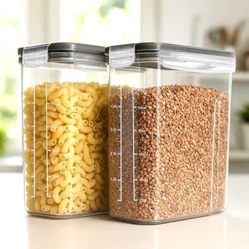 Cereal Containers Storage Set with Lids (Clear / 4 Liter (Pack of 3))