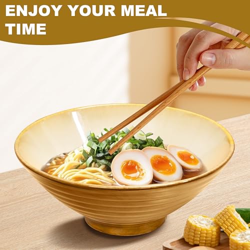 8 Inch 2 Sets Ceramic Ramen Bowl (E:Yellow / 8 INCH 2 Set)