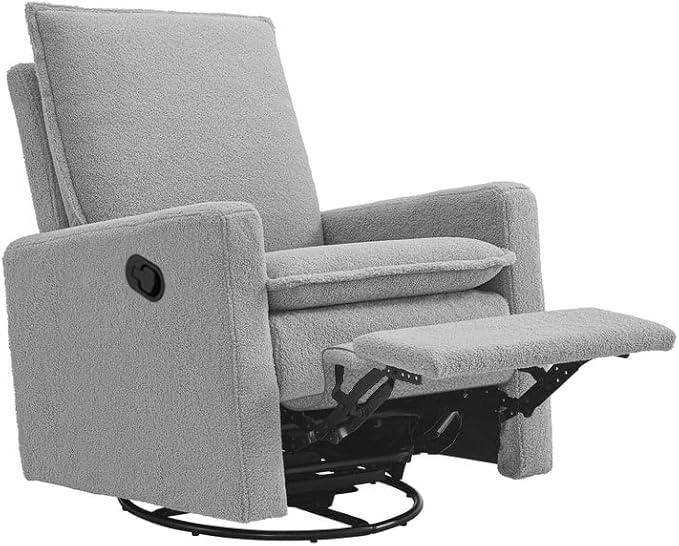 Oxford Baby Uptown Upholstered Swivel Glider and Recliner Nursery Chair,Boucle, Koala Gray