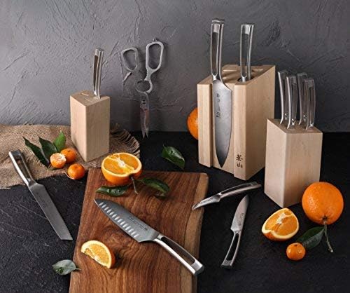 Cangshan TN1 Series 1021967 Swedish 14C28N Steel Forged 14-Piece DENALI Magnetic Knife Block Set, Maple