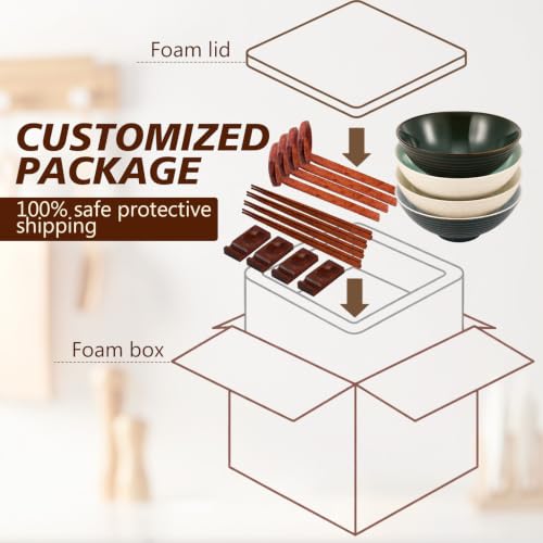 40oz Ceramic Japanese Ramen Bowls Set of 4 (Simple Style)