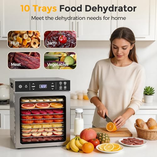 400W Food Dehydrator with 10 Trays for Jerky