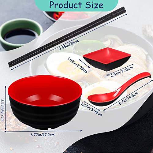 6 Sets 41oz Ramen Bowls with Spoons Chopsticks Dipping Bowls
