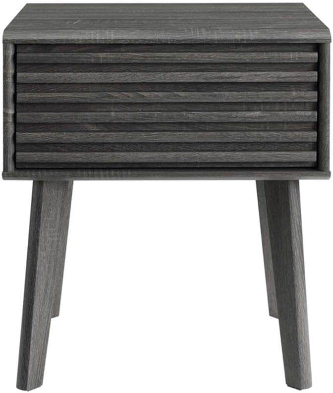 Modway Render Mid-Century Modern End Table or Nightstand in Charcoal, 15 x 19 x 21.5