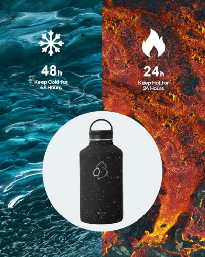 Half Gallon Water Jug Insulated Stainless Steel (64 Ounces / Starry Black)