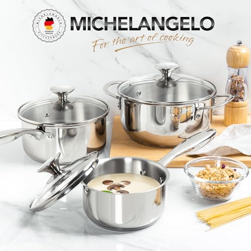 Stainless Steel Pot Set with Lids 1QT & 2QT & 3QT (3 Count)
