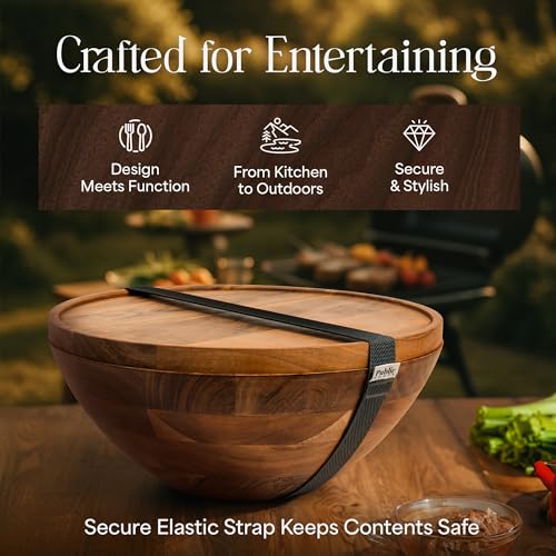 Large Wooden Salad Bowl Set 12.5 Inch with Serving Utensils (Natural / 12.5)