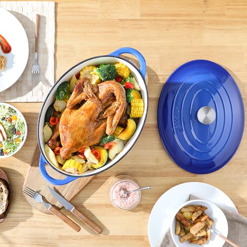 7.5 QT Oval Enameled Cast Iron Dutch Oven Pot with Lid