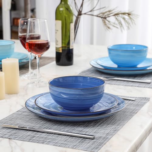 Ceramic Dinnerware Sets for 6 (Gradient Blue / 18 Pieces)