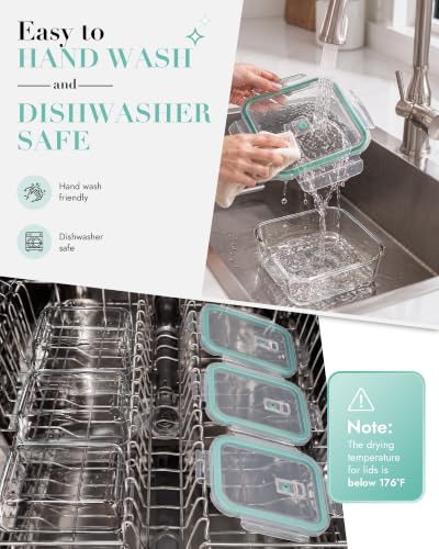 8 Pack Borosilicate Glass Food Storage Containers with Airtight Lids (Plastic Lids / 8 Pack A)