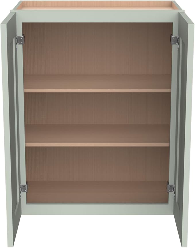 Wall-Mounted Cabinet – Solid Wood Shaker Style Medicine Cabinet with Adjustable Shelves & Soft-Close Doors for Bathroom, Kitchen, and Office Storage (Jade Green, 36" W x 12" D x 42" H)