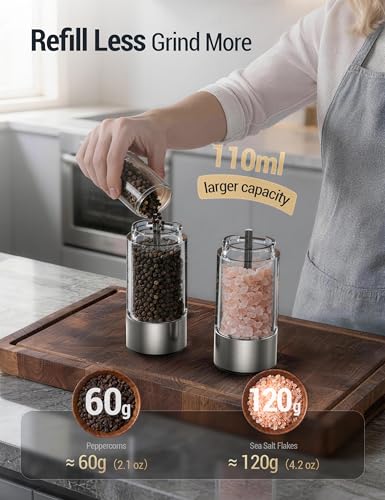 Electric Salt and Pepper Grinder Set (Large / White Sand)