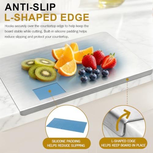 304 Stainless Steel Cutting Board with Lip (15.7"L x 11.8"W)