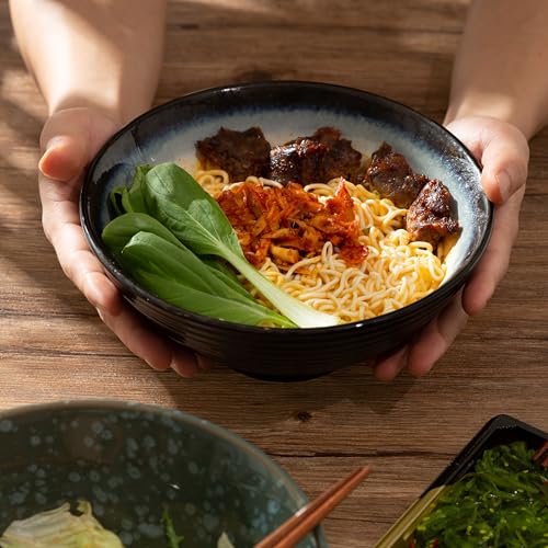 8 Inch Ceramic Ramen Bowl Set of 2 (Jade Green)