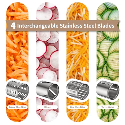 Stainless Steel Slicer Shredder Attachment for KitchenAid Stand Mixer (4 Blades)