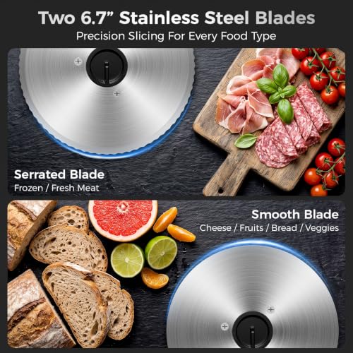 Electric Meat Slicer (6.7'' Stainless Steel Blades / Silver)