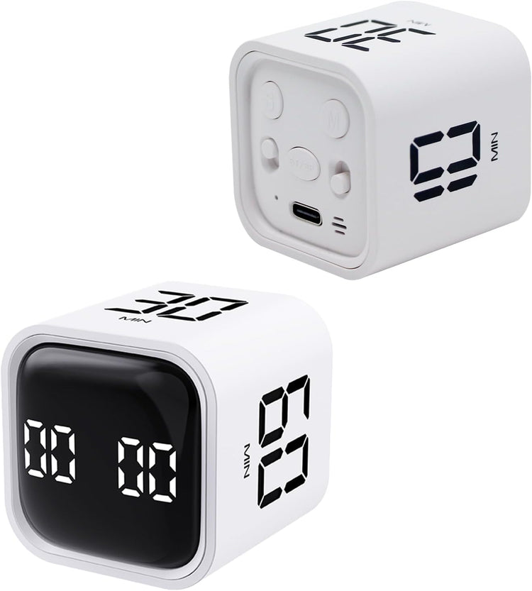 Productivity Timer Flip Gravity Sensor Cube Timer Countdown & Countup,Mute & Vibrate & Sound,5/10/30/60min & Custom Timing, Perfect for ADHD,Work,Learning,Kitchen Cooking