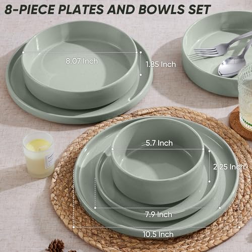 8 Piece Stoneware Dinnerware Sets with Pasta Bowls (8 Count)