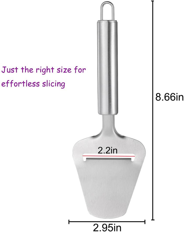 Stainless Steel Handheld Cheese Slicer with Ergonomic Non-Slip Round Handle, Multi-Functional Cheese Cutter for Effortless Slicing of Cheese, Butter, Cake and More