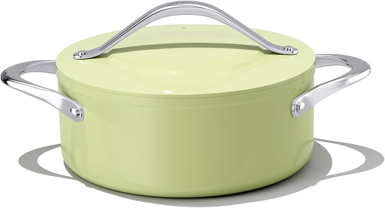 Stock Pot 4.5qt Dutch Oven with Lid (9.5") Nonstick Ceramic Coated Non-Toxic PFAS-Free Even Heat Distribution for Braising, Baking Bread & Soups, Compatible for All Cooktops(Induction/Gas/Electric) Oven Safe to 500ยฐF (Avocado Green)
