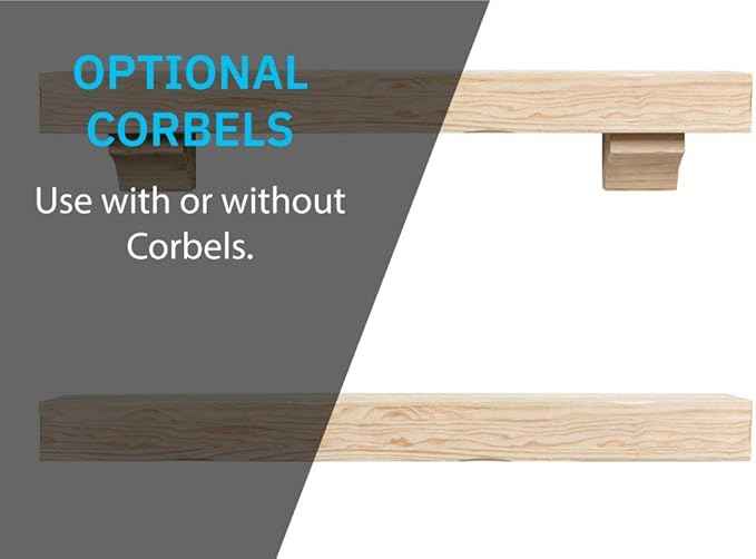MANTELSDIRECT Breckenridge 72” Fireplace Mantel Shelf with Corbels – Rustic Floating Mantel Shelf for Over Fireplace – Unfinished - Wood Shelf for Wall – Pine Box Construction