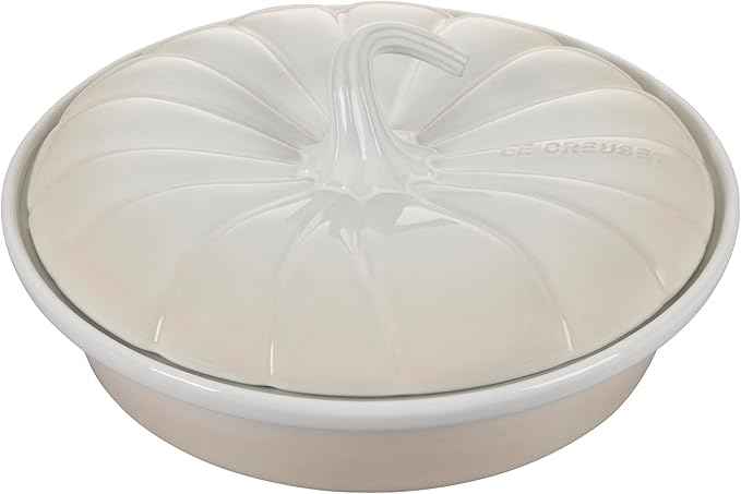 Le Creuset Stoneware Figural Pumpkin Baker with Lid, 9", Meringue