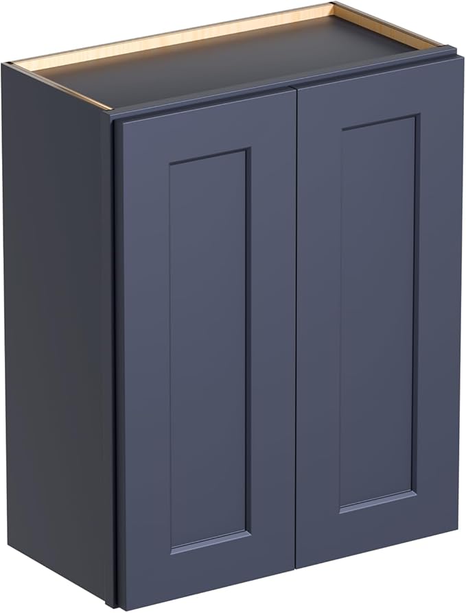 24 Inch Medicine Cabinet Wall Mounted, Solid Wood Over The Toilet Storage Cabinet, Bathroom Organizer Cabinets with 2 Door & Shelves, Easy to Assemble for Laundry Room, Kitchen, Garage - Blue